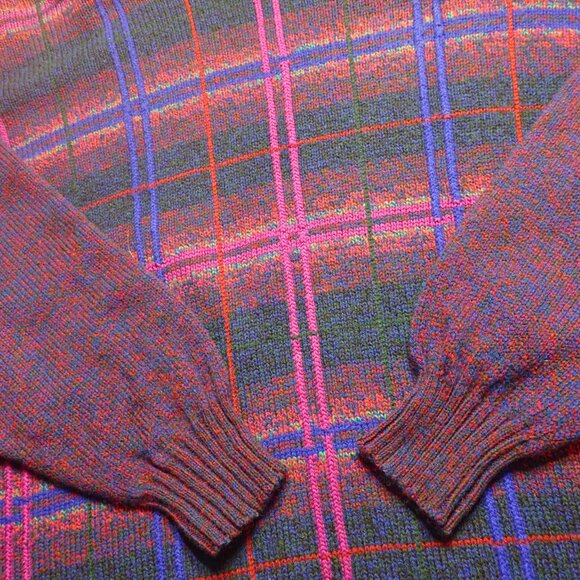 SCOTT OFFICER Made In Scotland Men's M Lambswool Sweater Plaid Flecked Pullover - Picture 3 of 4